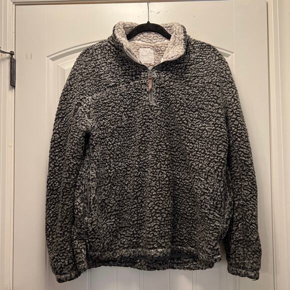 Thread & Supply Women’s Wubby 1/4 Zip‎ Fleece Sherpa Pullover Jacket Size L Gray - Picture 1 of 5